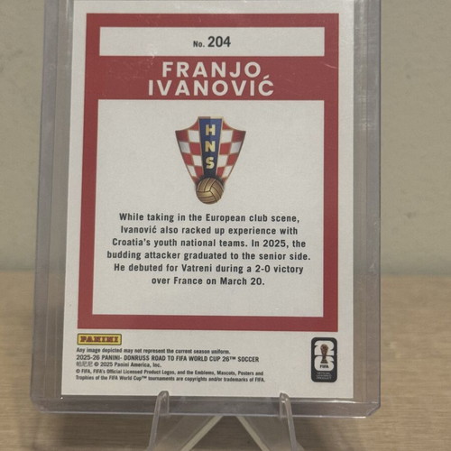 2026 Donruss Optic Road to FIFA World Cup Franjo Ivanovic Rated Rookie card