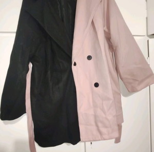 Παλτό Shein overcoat δίχρωμο 4XL με ζώνη