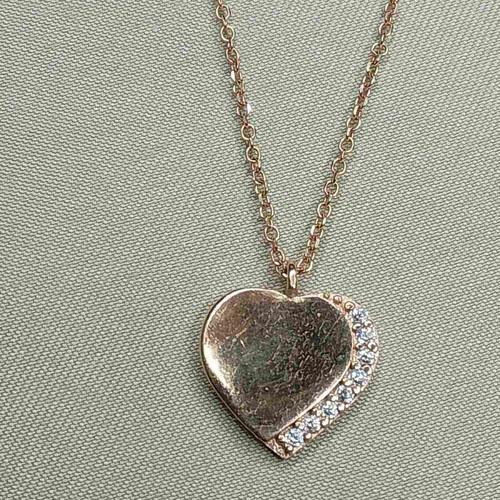 Al'Oro heart necklace rose gold 375K like new