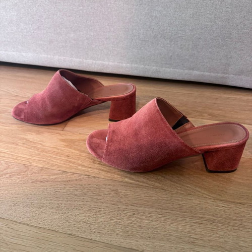 Anonymous Copenhagen suede mules, brick red