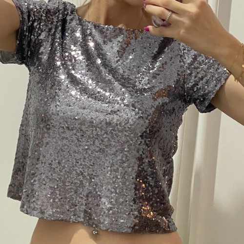 Elegant night top like new, silver