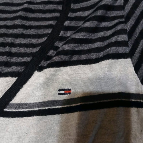 Tommy Hilfiger blouse used, size M, striped gray white black