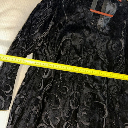 Vintage black devoré velvet dress 60s/70s, custom made, collectible
