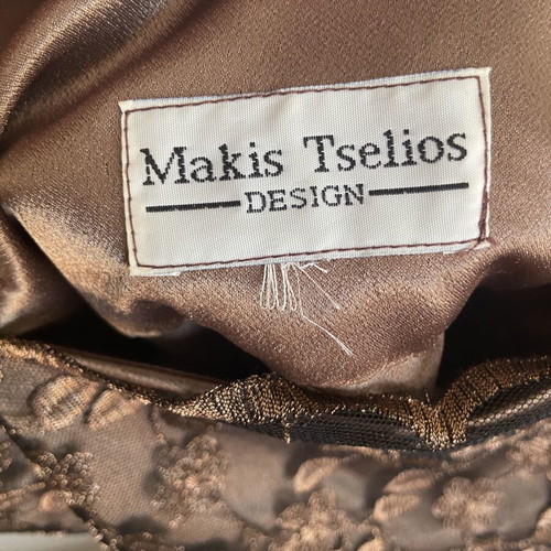 Makis Tselios Vintage Cocktail Dress XS, brown and gold lace