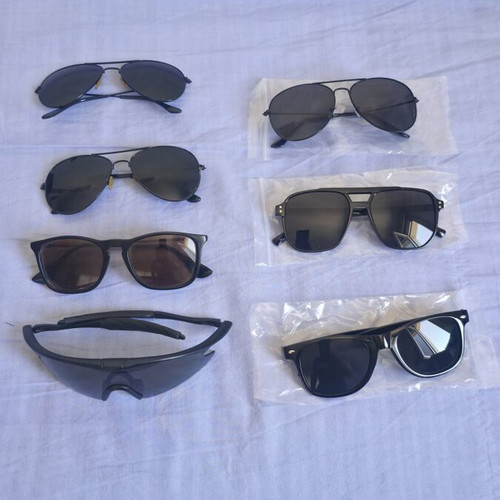Men's sunglasses, set of 7, black