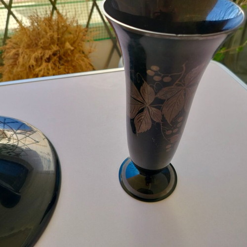 Cut glass bowl and vase used, numbered set
