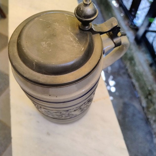König Pilsener German Beer Stein ceramic mug with pewter lid