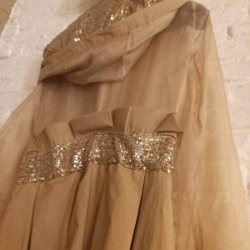Rococo Beige Women's Trench Coat with Sequins New, 100% Silk