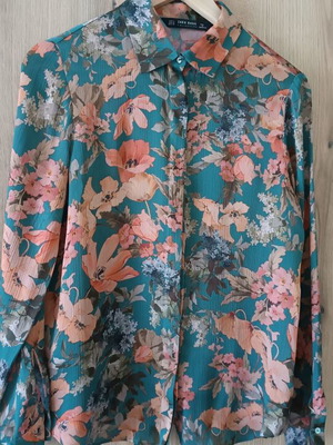 ZARA floral women's shirt like new, petrol color size M