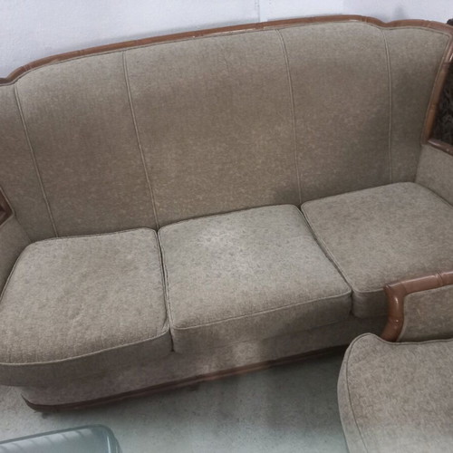 Three-seater sofa with wooden finish used