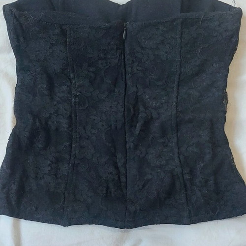 Elastic Strapless Lace Corset Top black, used, size M