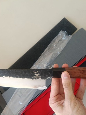 PM8 Santoku 7 Inch Japanese Style Chef Knife 3 Layers Damascus new