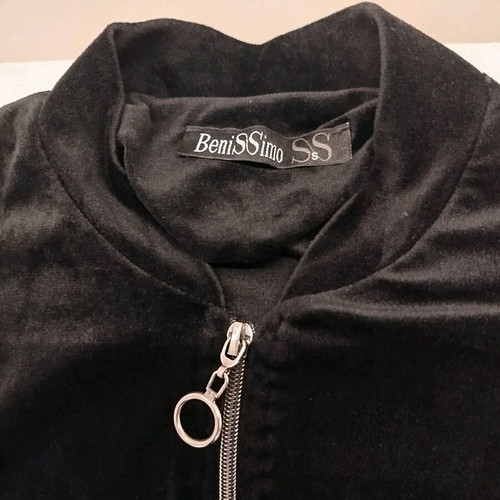 Elegant velour tracksuit set Benissimo like new, black with gold stripes