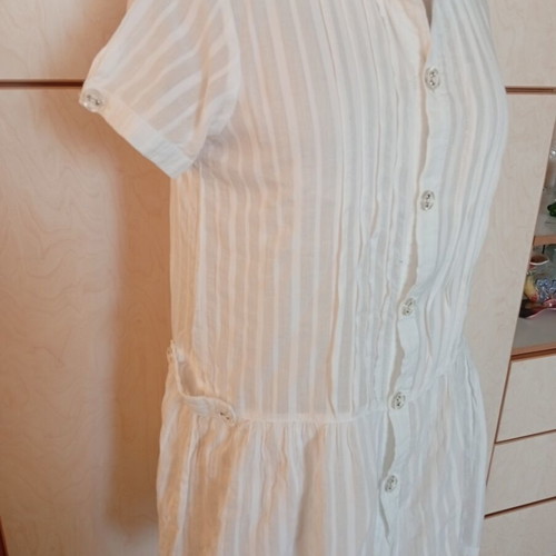 Tunic cotton white striped fabric Italian medium length 80 cm like new