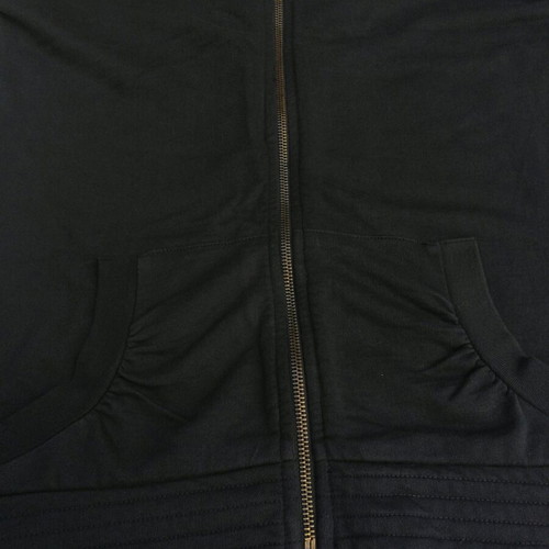 Fleece jacket with short sleeves black like new with checkered hood