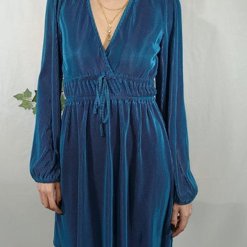 Zara pleated petrol iridescent dress used