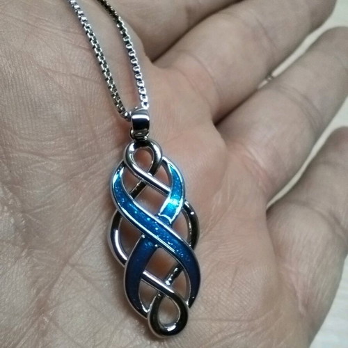 Steel pendant new with blue enamel