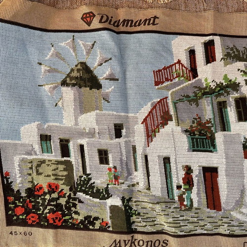 Embroidered cross-stitch painting like new