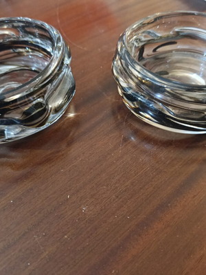 Glass ashtrays set of 2 used, heavy and elegant