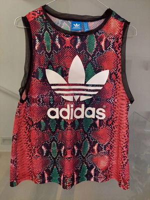 Adidas sleeveless sports top used, printed design