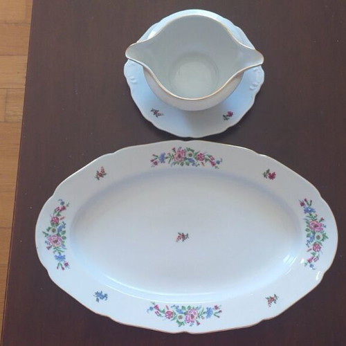 Czechoslovakian porcelain dinnerware set like new with replaced plates