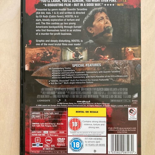 Hostel Unseen Edition DVD like new, English without Greek subtitles