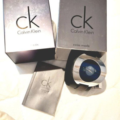 Calvin Klein watch used with boxes, authenticity cards and black leather bracelet