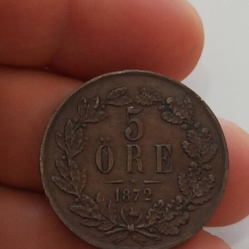 Sweden 5 Ore Coin 1872 like new