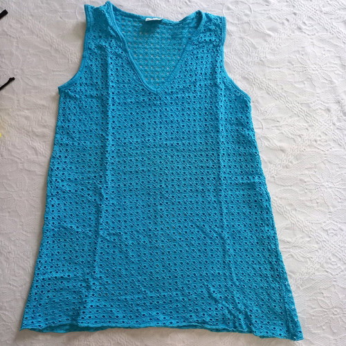 Beach dress perforated used, blue, Elizabeth George, size M
