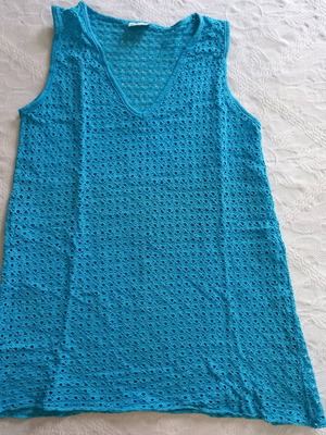 Beach dress perforated used, blue, Elizabeth George, size M