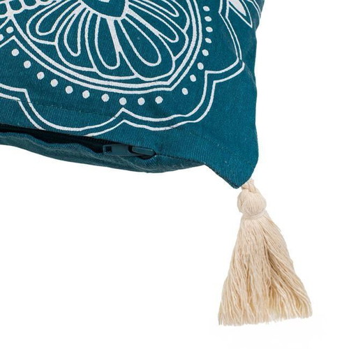Set of 2 Decorative Pillows Petrol with Mandala Design New 45x45cm