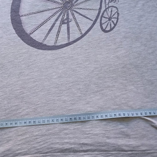 Women's gray short-sleeve blouse used, size XL, vintage bicycle print