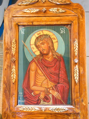 Handmade icon Jesus Christ in wooden carved frame new