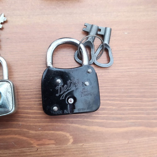 4 German padlocks ABUS, GESCH, DELTA, VOLM like new, 1930s