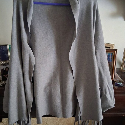 Poncho with sleeves gray like new