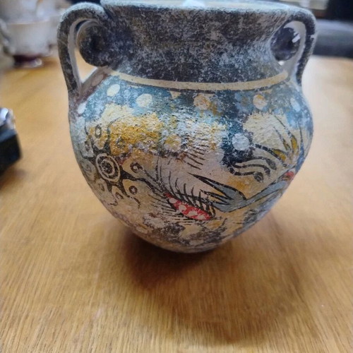 Handmade Vase Amphora from Crete with Minoan Designs, Like New