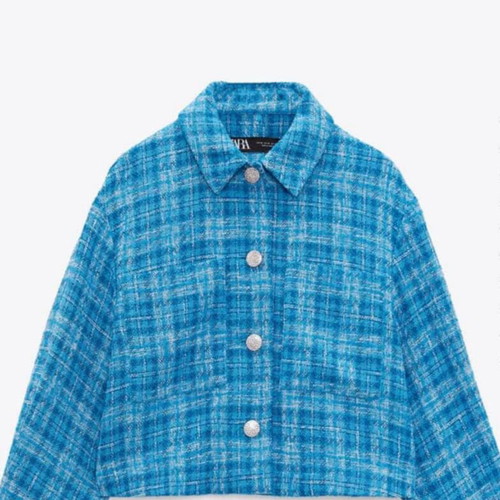 Zara Tweed Jacket XL like new, blue with white details