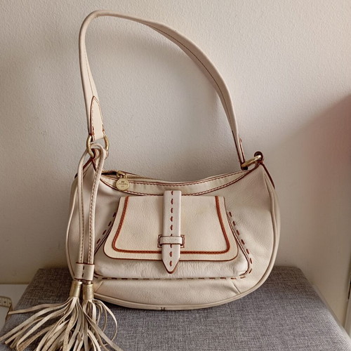 Lancel vintage original shoulder bag used, ecru color