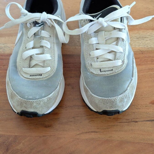 Nike athletic shoes size 31.5 used, white and gray