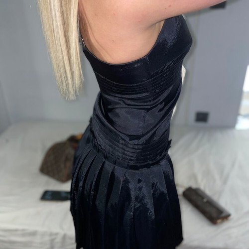 Pinko cocktail dress black cream pleated mini XS like new