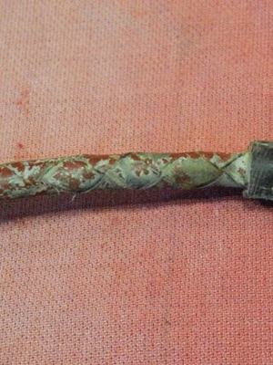 Leather officer whip from 1940s used, worn
