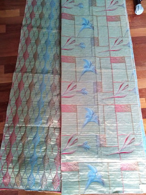 Silk taffeta fabric for home clothing with rhombus and printed combo