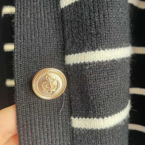 Zara Striped Cardigan L Black-Beige Like New With Gold Buttons