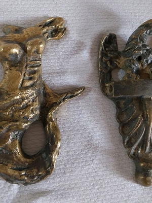 Brass decorative pieces used, solid, mermaid and eagle