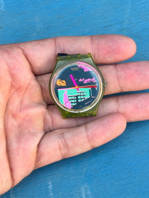 Swatch GN105 Rush For Heaven 1989 vintage watch used, no strap