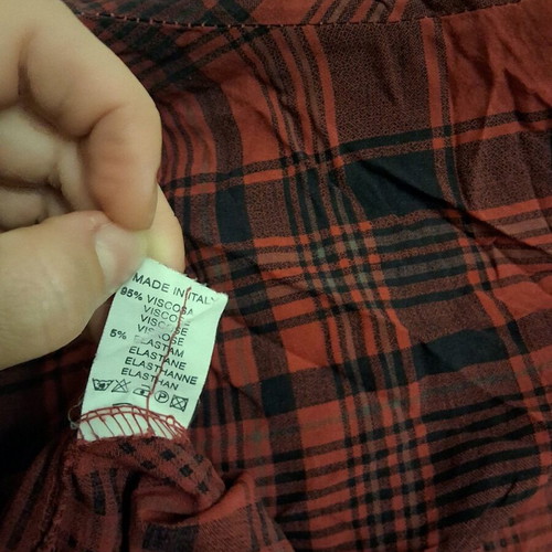 Plaid shirt dress used red black size M