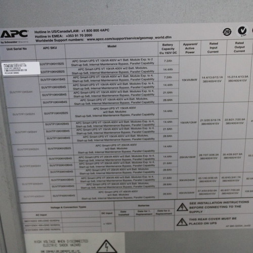 UPS APC SUVTPF10KB2H 10kVA used with batteries