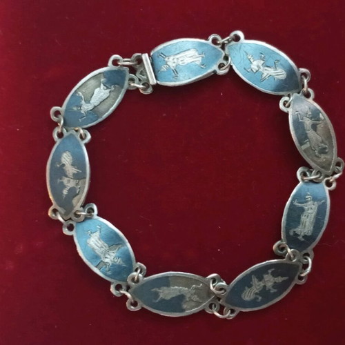 Siam sterling silver bracelet 18cm used with enamel
