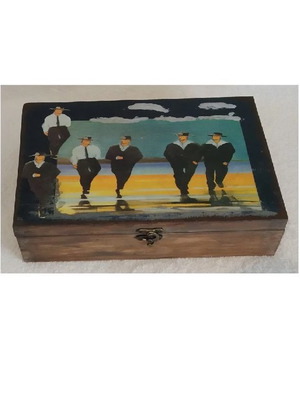 Ξύλινο κουτί αποθήκευσης καινούργιο με εικόνα και τεχνική ντεκουπάζ