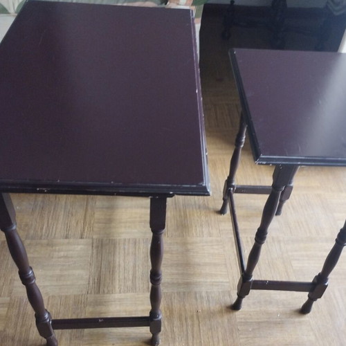 Vintage wooden side tables set of 2 used, walnut color